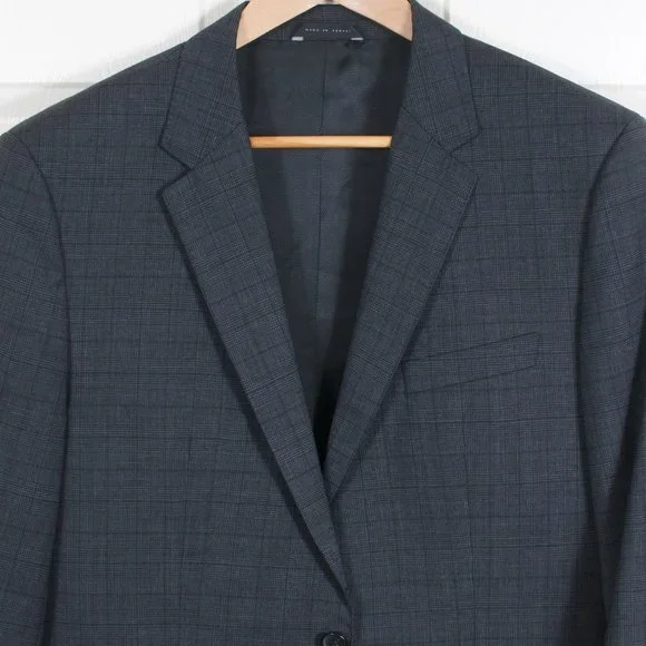 [SOLD] Hugo Boss 40R Modern Fit Wool Gray Check Single Breasted suit. - Picture 2 of 12